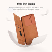 For Samsung Galaxy A55 NILLKIN QIN Series Pro Sliding Camera Cover Design Leather Phone Case(Black)