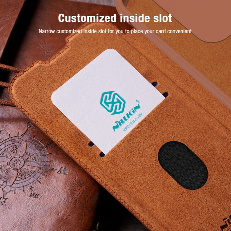 For Samsung Galaxy A55 NILLKIN QIN Series Pro Sliding Camera Cover Design Leather Phone Case(Black)