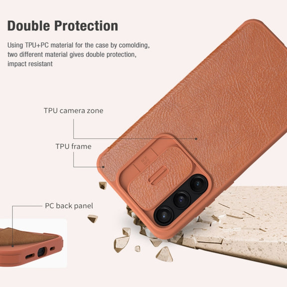 For Samsung Galaxy A55 NILLKIN QIN Series Pro Sliding Camera Cover Design Leather Phone Case(Black)