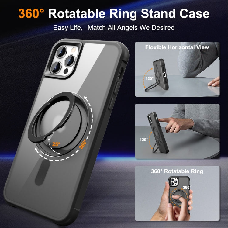 For iPhone 13 Pro Max / 12 Pro Max MagSafe Magnetic Rotating Holder Phone Case(Black)