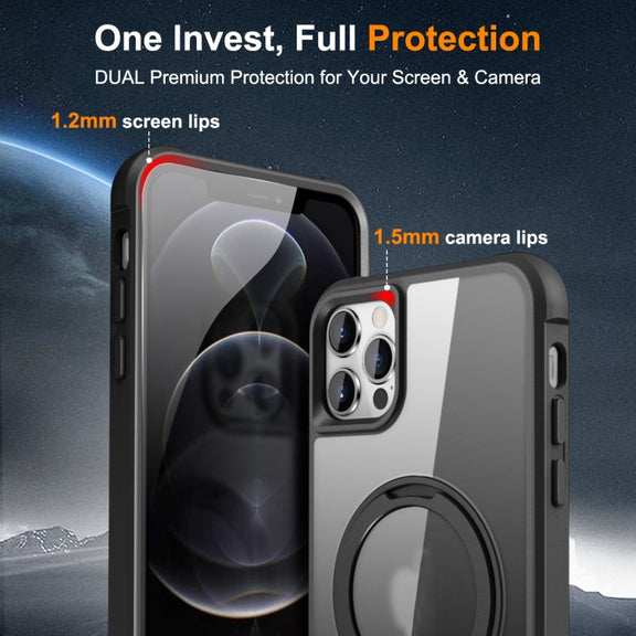 For iPhone 13 Pro Max / 12 Pro Max MagSafe Magnetic Rotating Holder Phone Case(Black)