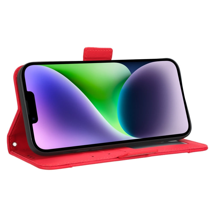 For iPhone 15 Skin Feel Calf Texture Card Slots Leather Phone Case(Red)