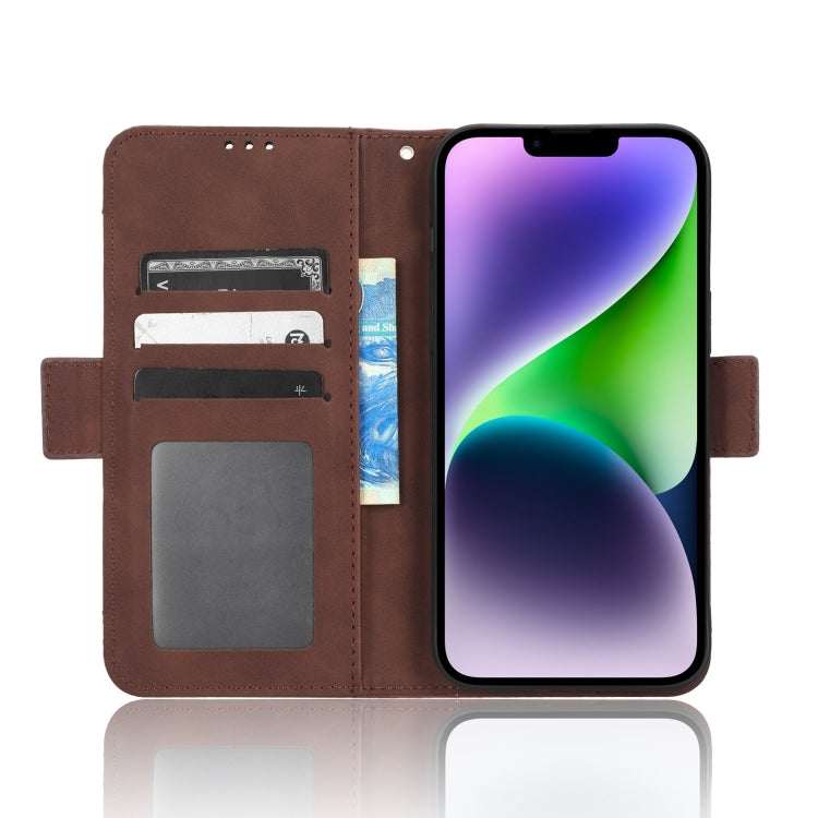 For iPhone 15 Skin Feel Calf Texture Card Slots Leather Phone Case(Brown)