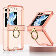 For Samsung Galaxy Z Flip5 Gkk Airbag Hinge Silicone Phone Case with Ring Holder(Transparent Orange) - free shipping - PMC TechLife - Order now!