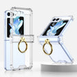 For Samsung Galaxy Z Flip5 Gkk Airbag Hinge Silicone Phone Case with Ring Holder(Transparent) - Galaxy Z Flip5 Cases by GKK | Online Shopping South Africa | PMC TechLife | Buy Now Pay Later Mobicred