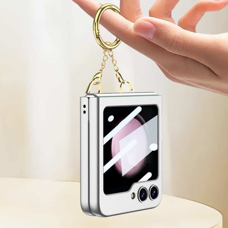 For Samsung Galaxy Z Flip5 GKK Integrated Necklace Hinged Flip Phone Case with Ring Holder(Black)
