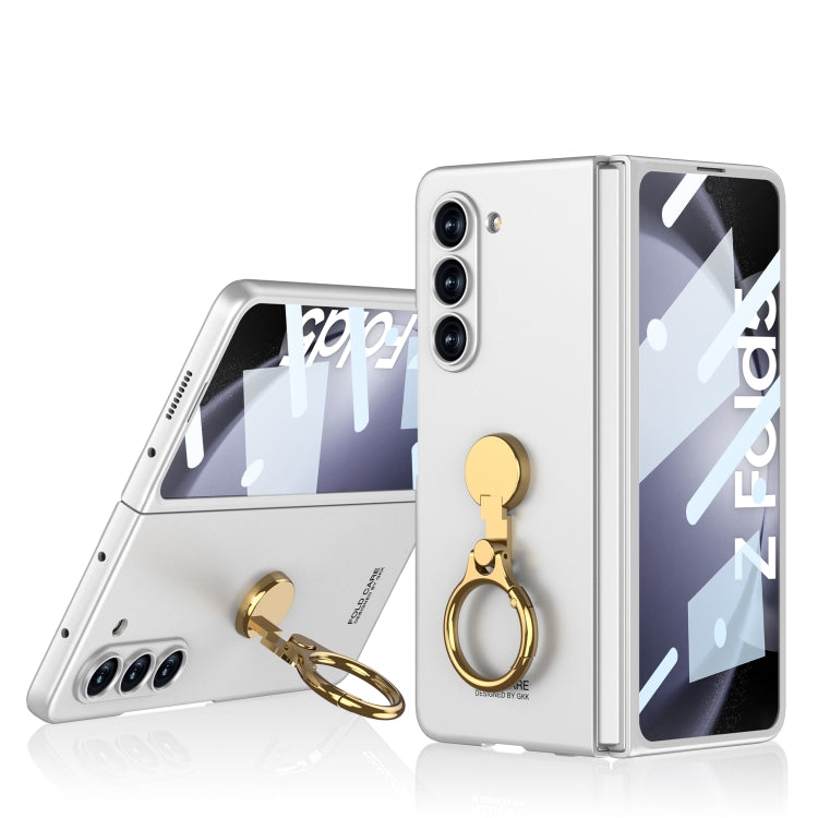 For Samsung Galaxy Z Fold5 GKK Ultra-thin Triaxial Ring Holder PC Phone Case(Silver)