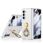 For Samsung Galaxy Z Fold5 GKK Ultra-thin Triaxial Ring Holder PC Phone Case(Silver)