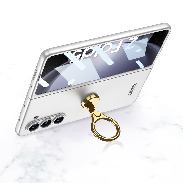 For Samsung Galaxy Z Fold5 GKK Ultra-thin Triaxial Ring Holder PC Phone Case(Silver)