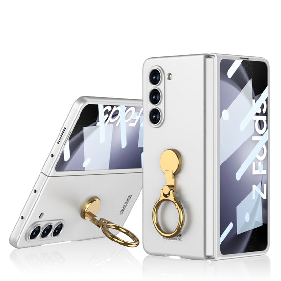 For Samsung Galaxy Z Fold5 GKK Ultra-thin Triaxial Ring Holder PC Phone Case(Silver)
