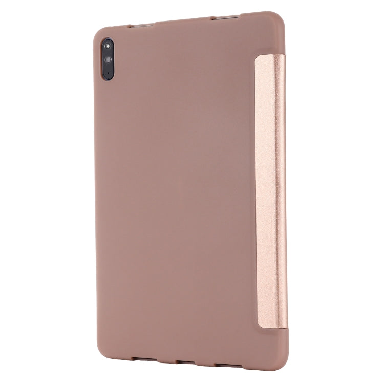 For Huawei Matepad 10.4 GEBEI Shockproof Horizontal Flip Leather Case with Three-folding Holder(Rose Gold)