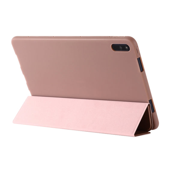 For Huawei Matepad 10.4 GEBEI Shockproof Horizontal Flip Leather Case with Three-folding Holder(Rose Gold)