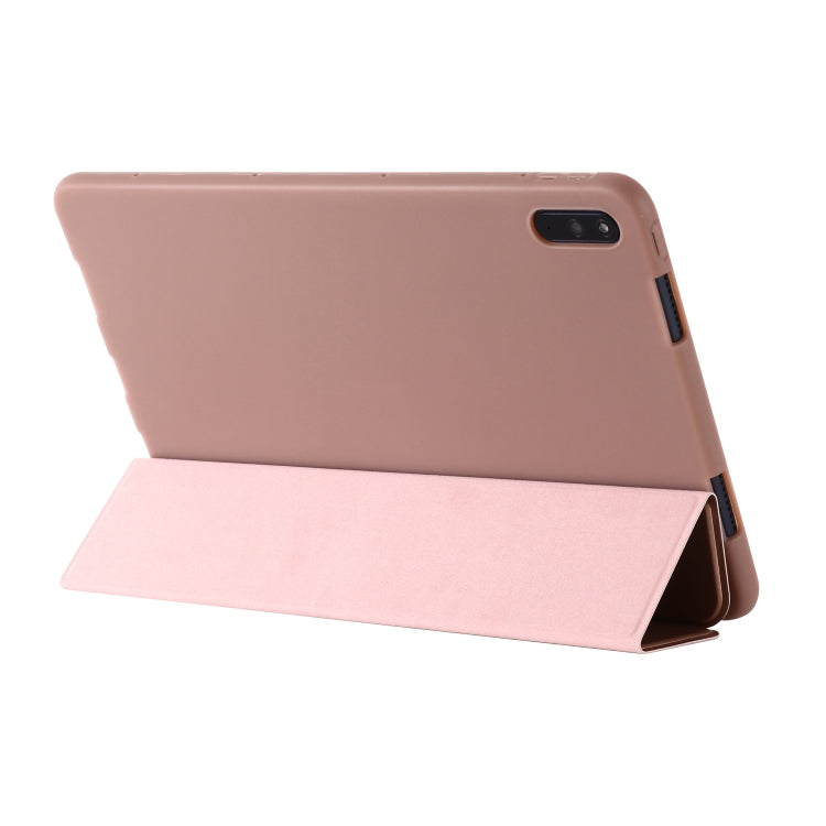For Huawei Matepad 10.4 GEBEI Shockproof Horizontal Flip Leather Case with Three-folding Holder(Rose Gold)