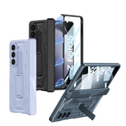 For Samsung Galaxy Z Fold5 GKK Integrated Magnetic Armor Flip Phone Case with Holder(Black)