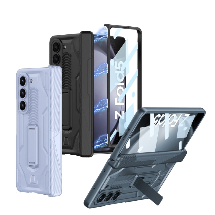 For Samsung Galaxy Z Fold5 GKK Integrated Magnetic Armor Flip Phone Case with Holder(Silver)