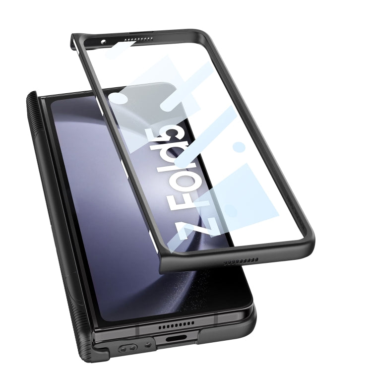 For Samsung Galaxy Z Fold5 GKK Integrated Magnetic Armor Flip Phone Case with Holder(Silver)