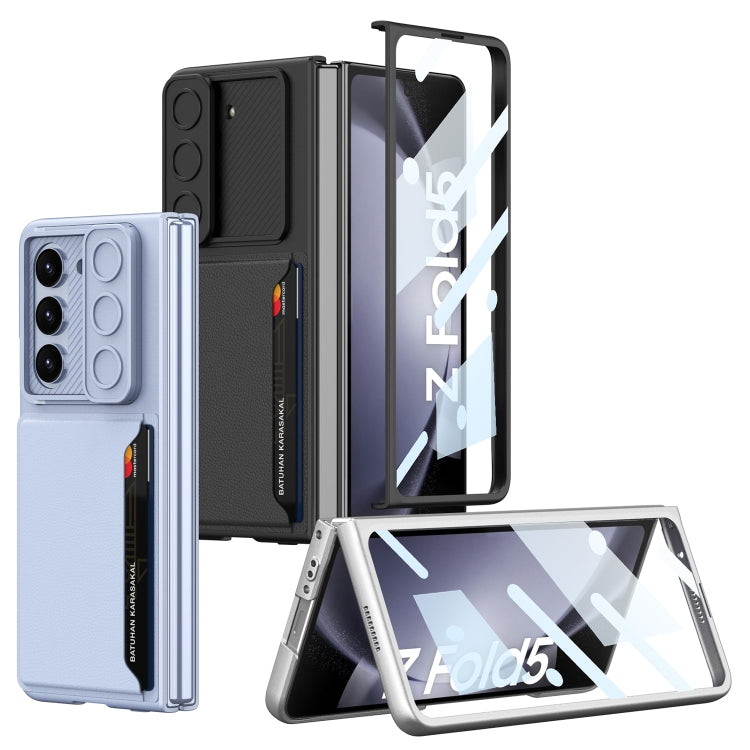 For Samsung Galaxy Z Fold5 GKK Integrated Ultra-thin Sliding Window Folding Phone Case with Card Holder(Green)