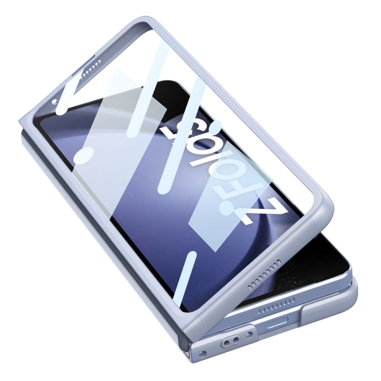 For Samsung Galaxy Z Fold5 GKK Integrated Ultra-thin Sliding Window Folding Phone Case with Card Holder(Silver)