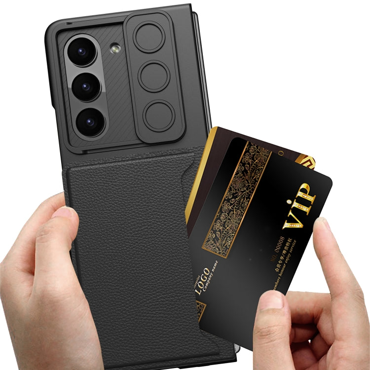 For Samsung Galaxy Z Fold5 GKK Integrated Ultra-thin Sliding Window Folding Phone Case with Card Holder(Silver)