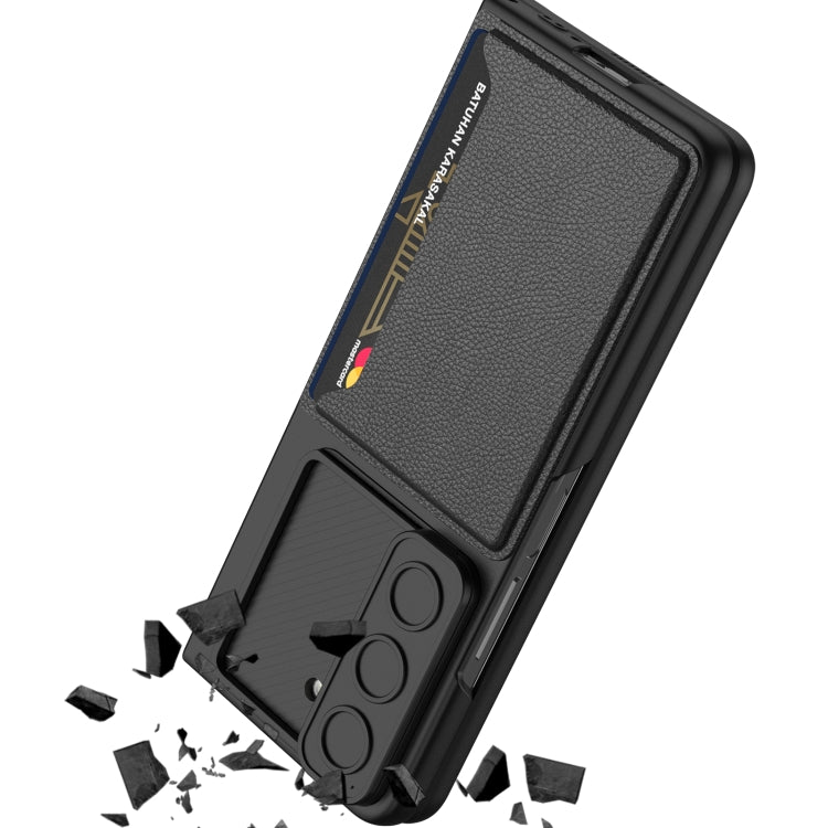 For Samsung Galaxy Z Fold5 GKK Integrated Ultra-thin Sliding Window Folding Phone Case with Card Holder(Silver)