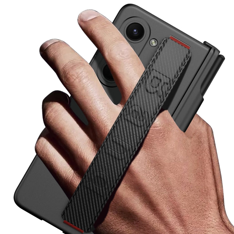 For Samsung Galaxy Z Fold5 GKK Integrated Magnetic Folding Hinge Phone Case with Wrist Strap & Pen Holder(Black)