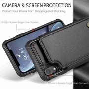 For iPhone XR CaseMe C22 Card Slots Holder RFID Anti-theft Phone Case(Black)