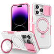 For iPhone 14 Pro Max Sliding Camshield MagSafe Holder TPU Hybrid PC Phone Case(Pink White) - free shipping - PMC TechLife - Order now!