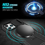 For iPhone 12 Pro Max Sliding Camshield MagSafe Holder TPU Hybrid PC Phone Case(Black)