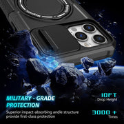For iPhone 12 Pro Max Sliding Camshield MagSafe Holder TPU Hybrid PC Phone Case(Black)