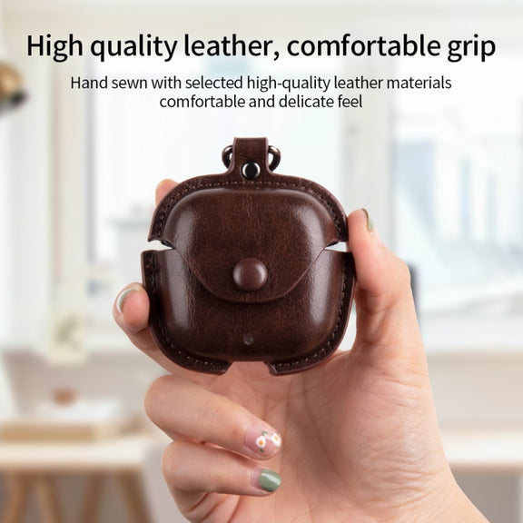 For Huawei FreeBuds SE 2 / SE 3 Leather TWS Earphone Protective Case with Hook(Light Brown)