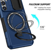 For Samsung Galaxy S23 FE 5G Sliding Camshield Magsafe Holder TPU Hybrid PC Phone Case(Royal Blue)