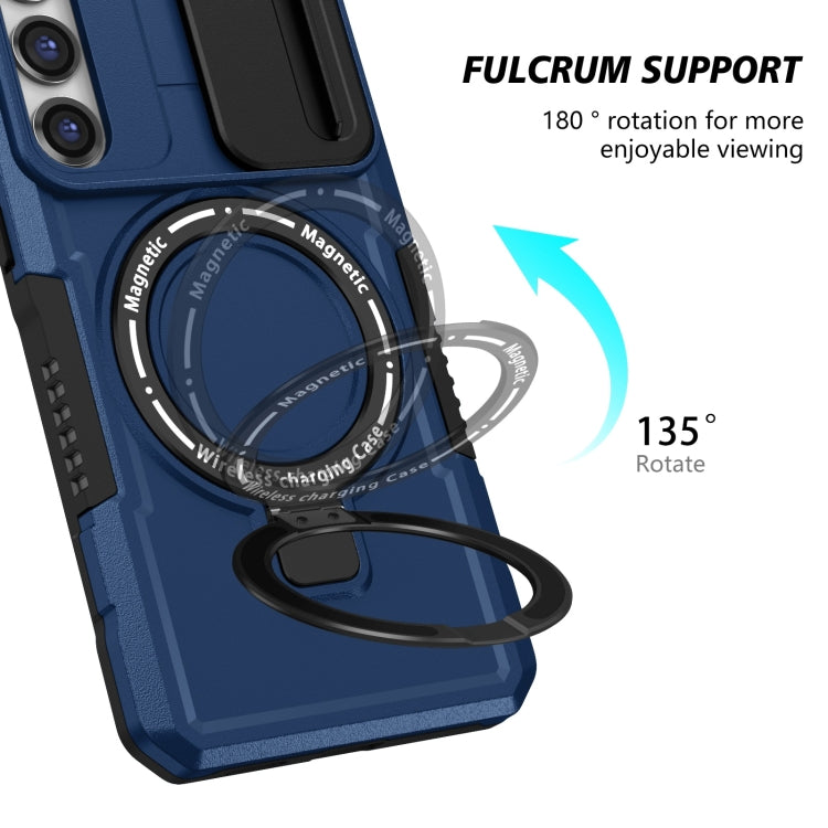 For Samsung Galaxy S23+ 5G Sliding Camshield Magsafe Holder TPU Hybrid PC Phone Case(Royal Blue)