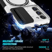 For Samsung Galaxy S23+ 5G Sliding Camshield Magsafe Holder TPU Hybrid PC Phone Case(Black White)