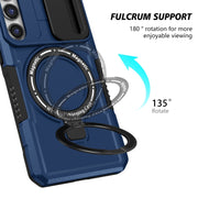 For Samsung Galaxy S23 5G Sliding Camshield Magsafe Holder TPU Hybrid PC Phone Case(Royal Blue)