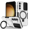For Samsung Galaxy S23 5G Sliding Camshield Magsafe Holder TPU Hybrid PC Phone Case(Black White) - Galaxy S23 5G Cases by PMC TechLife | Online Shopping South Africa | PMC TechLife