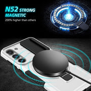 For Samsung Galaxy S23 5G Sliding Camshield Magsafe Holder TPU Hybrid PC Phone Case(Black White)