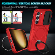 For Samsung Galaxy S23 5G Sliding Camshield Magsafe Holder TPU Hybrid PC Phone Case(Red)