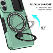 For Samsung Galaxy S23 5G Sliding Camshield Magsafe Holder TPU Hybrid PC Phone Case(Light Blue)