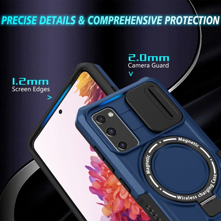 For Samsung Galaxy S20 FE Sliding Camshield Magsafe Holder TPU Hybrid PC Phone Case(Royal Blue)