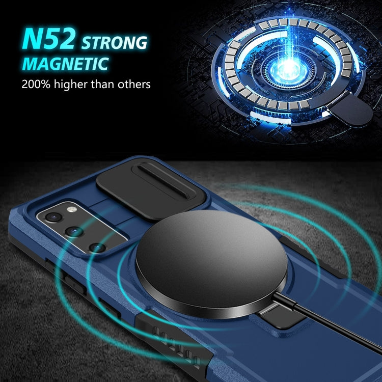 For Samsung Galaxy S20 FE Sliding Camshield Magsafe Holder TPU Hybrid PC Phone Case(Royal Blue)