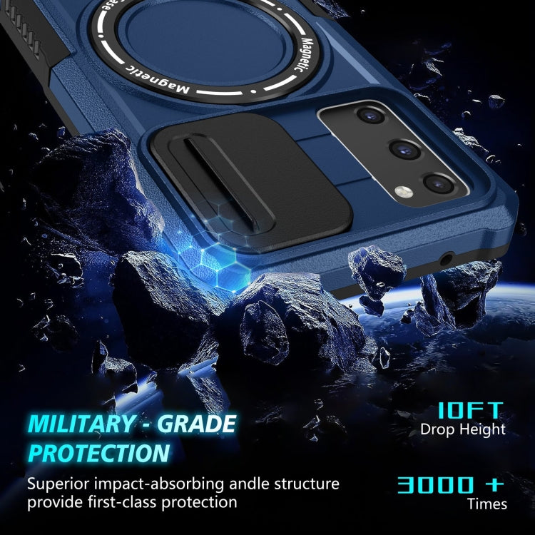 For Samsung Galaxy S20 FE Sliding Camshield Magsafe Holder TPU Hybrid PC Phone Case(Royal Blue)