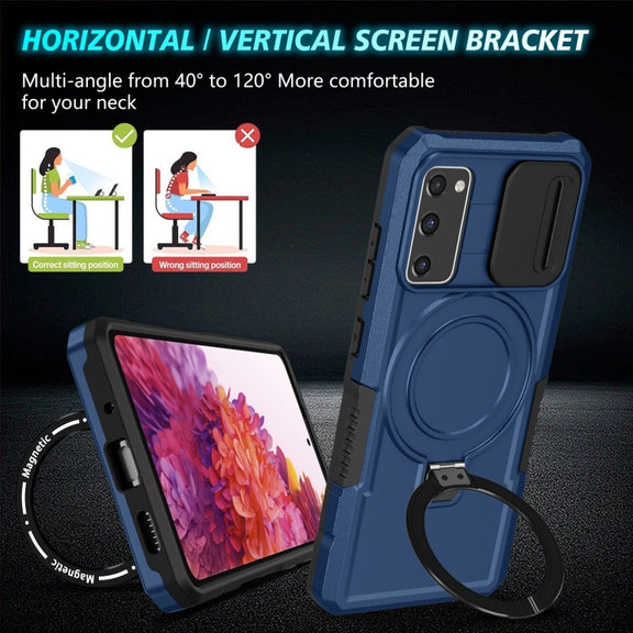 For Samsung Galaxy S20 FE Sliding Camshield Magsafe Holder TPU Hybrid PC Phone Case(Royal Blue)