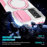 For Samsung Galaxy S20 FE Sliding Camshield Magsafe Holder TPU Hybrid PC Phone Case(Pink White)