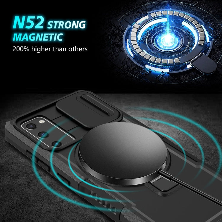 For Samsung Galaxy S20 FE Sliding Camshield Magsafe Holder TPU Hybrid PC Phone Case(Black)