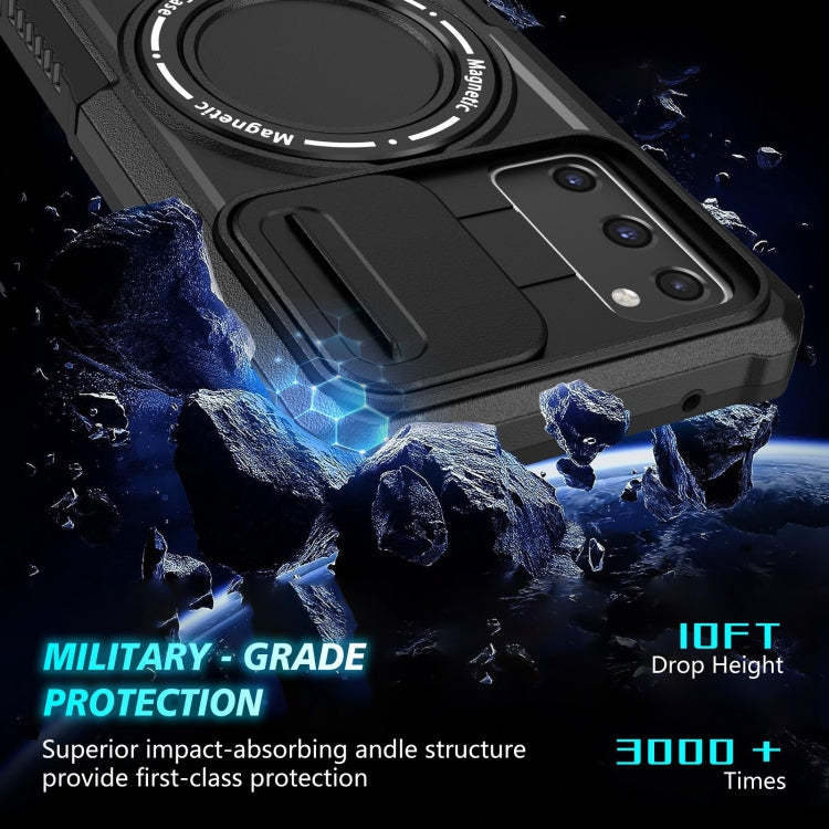 For Samsung Galaxy S20 FE Sliding Camshield Magsafe Holder TPU Hybrid PC Phone Case(Black)