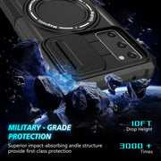 For Samsung Galaxy S20 FE Sliding Camshield Magsafe Holder TPU Hybrid PC Phone Case(Black)
