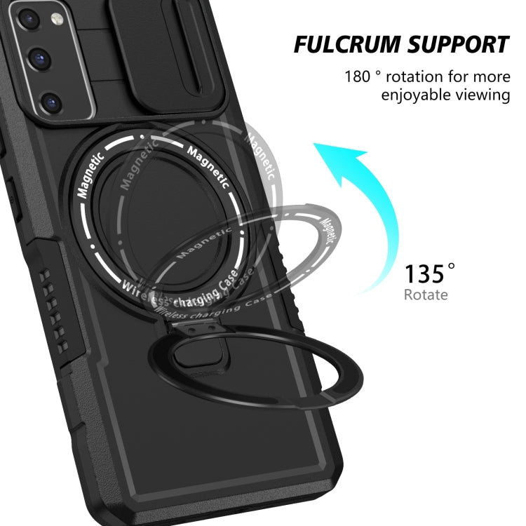 For Samsung Galaxy S20 FE Sliding Camshield Magsafe Holder TPU Hybrid PC Phone Case(Black)