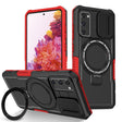 For Samsung Galaxy S20 FE Sliding Camshield Magsafe Holder TPU Hybrid PC Phone Case(Black Red) - Galaxy Phone Cases by PMC TechLife | Online Shopping South Africa | PMC TechLife