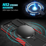 For Samsung Galaxy S20 FE Sliding Camshield Magsafe Holder TPU Hybrid PC Phone Case(Black Red)