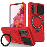 For Samsung Galaxy S20 FE Sliding Camshield Magsafe Holder TPU Hybrid PC Phone Case(Red)